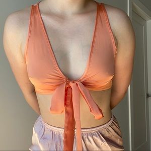 NASTY GAL satin tie bralet top